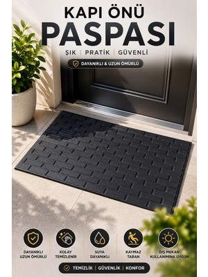 Black Gold Kapı Önü Paspas 75X45 cm Kaymaz Tabanlı Yıkanabilir Çok Amaçlı Dış Mekan Paspası