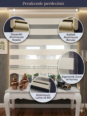 Geniş Plise Etek Dilimli Zebra Stor Güneşlik Perde