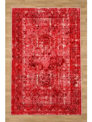 Chilai Home Isabel Kırmızı Makinede Yıkanabilir Kaymaz Taban Leke Tutmaz Dijital Salon Halısı Mutfak Halısı ve Yolluk