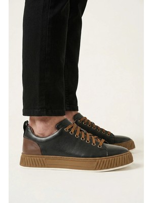 Ziya, Erkek Hakiki Deri Günlük Sneaker 161983Z870 Siyah