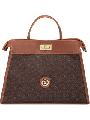 Tergan Kahverengi Print Kadın Çapraz Askılı Çanta - S26Y1PR09199-R9C