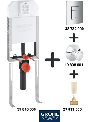 Grohe Gömme Rezervuar Seti Uniset Slim (Buton 3873200 Vana 19808001 Dahil 4 Parça)