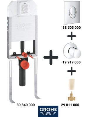 Grohe Gömme Rezervuar Seti Uniset Slim (Buton 3850500 Vana 19917000 Dahil 4 Parça)