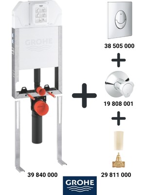 Grohe Gömme Rezervuar Seti Uniset Slim (Buton 3850500 Vana 19808001 Dahil 4 Parça)