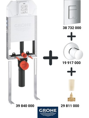 Grohe Gömme Rezervuar Seti Uniset Slim (Buton 3873200 Vana 19917000 Dahil 4 Parça)