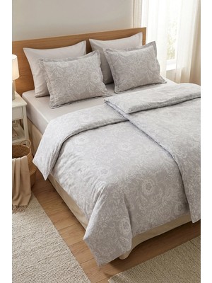 First Choice Advina %100 Pamuk Saten 200 Tc (80 Tel) Baskılı Aile Boyu Nevresim Takımı - 2 Nevresimli (7 Parça)