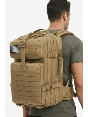 Single Sword 50L Taktik Outdoor Sırt Çantası Su Geçirmez Askeri Outdoor Kamp Dağcı Çanta - Standart Beden - Renk: Bej
