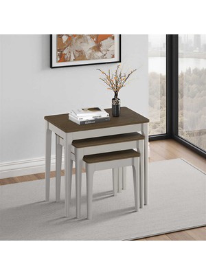 Adore Mobilya Milano Üçlü Zigon Sehpa - Vizon/zebra 64X60X40 cm