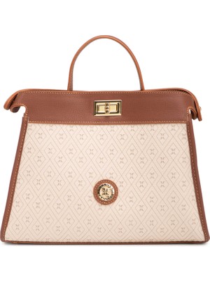 Tergan Bej Print Kadın Çapraz Askılı Çanta - S26Y1PR09199-E52
