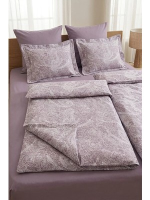 First Choice Neva %100 Pamuk Saten 200 Tc (80 Tel) Baskılı Aile Boyu Nevresim Takımı - 2 Nevresimli (7 Parça)