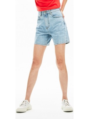 Lacoste Women's Regular Fit Denim Blue Bermuda Jean Shorts Kadın Şort Açık Mavi