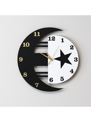 Decotimex Golden Duvar Saati 40X40 (Siyah-Beyaz-Gold)