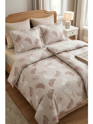 First Choice Sofira %100 Pamuk Saten 200 Tc (80 Tel) Baskılı Aile Boyu Nevresim Takımı - 2 Nevresimli (7 Parça)