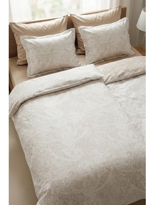 First Choice Neva %100 Pamuk Saten 200 Tc (80 Tel) Baskılı Aile Boyu Nevresim Takımı - 2 Nevresimli (7 Parça)