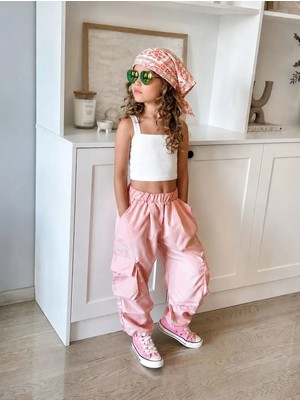 La'ciel Paris La’ciel Paris Pembe Crop Paraşüt Kumaş Set