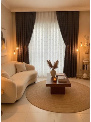 Nivemes Home Nivemeshome Mila  1-0060 Tam Desen  Ekru  1/3 Pileli Tül Perde