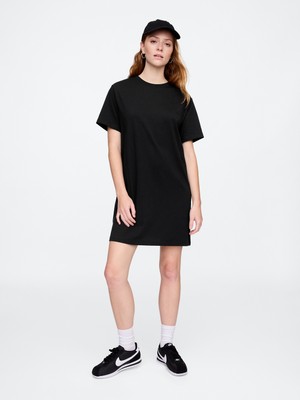 Gap Kadın Siyah Çizgili T-Shirt Elbise