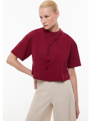 ROMAN Kordon Detaylı T-Shirt Bordo YY023821_008