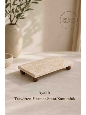 Hilamingo Home Ayaklı Sunumluk Mermer Malzeme Dikdörtgen Şekilde Doğal Desenli