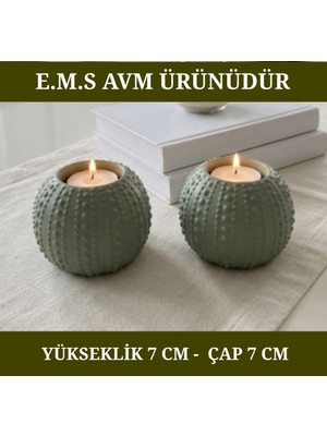 E.M.S 2 Adet Mint Yeşili Renk Mumluk Tealight Dekoratif Mumluk 7 cm x 7 Cm. (Mumlar Fiyata Dahil Değildir)