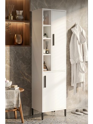 Yurudesign Vitale Çok Amaçlı Dolap Banyo Dolabı Beyaz Vı2-W