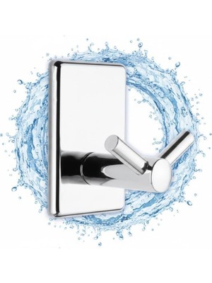 Blue Love Yapışkanlı Krom Ikili Askılık - Delmesiz Duvar Tipi Banyo & Mutfak Askısı