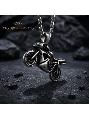 Voyage Accessory Paslanmaz Çelik Motosiklet Kolye Erkek Motorcu Kolyesi