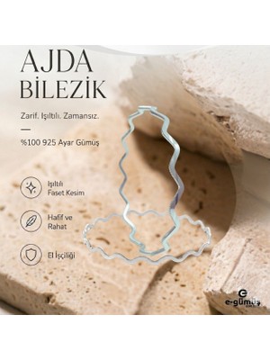 E-Gümüş 925 Ayar Gümüş  Zigzag Ajda Bilezik