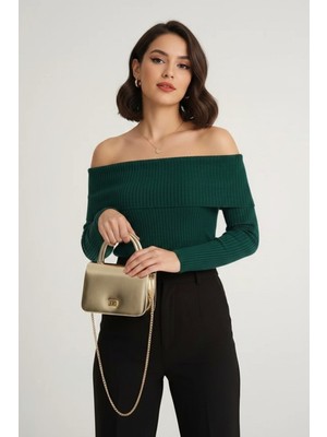 Class Bag Zincir Askılı Parlak Gold Mini Kutu Model Kadın Abiye-El ve Omuz Çantası