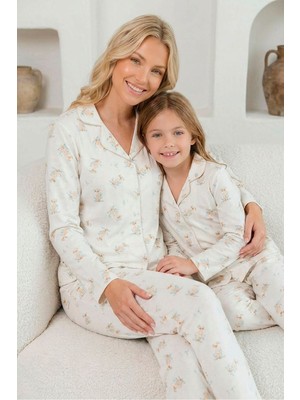 Asel Anne Kız Kombin Penye Boydan Düğmeli Pijama Takımı (Anne- Kız Ayrı Satılmaktadır.)