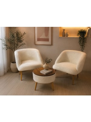 Aylive Mobilya Still Çay Seti -Bahçe Balkon 3 Lü Puf Takımı - Berjer Takımı 2 Puf 1 Sehpa ( Ofis, Hobi Köşesi, Salan, Oturma Odası, Beklme Alanı