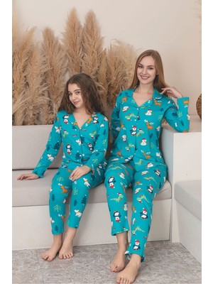 Asel Anne Kız Kombin Penye Boydan Düğmeli Pijama Takımı (Anne- Kız Ayrı Satılmaktadır.)