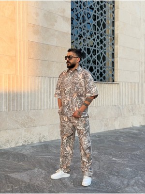 Peerless Store Kendinden Desenli Gabardin Gömlek & Pantolon Takım