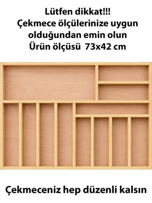 Ayfiwood 73X42 cm Ahşap Kaşıklık | El Yapımı Çekmece Içi Organizer | Mutfakta Kusursuz Düzen