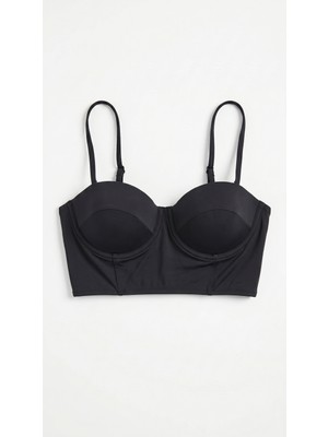Zi Siyah Straplez Çıkarılabilir Içi Dolu Kap Bikini Üst