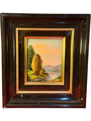 Ahşap Çerçevesinde Fransız Limoges Emaye Tablo 19 cm 17 cm Ölçülerinde