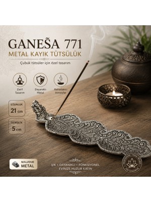 İki Yedi Konsept Ganeşa 771 Figürlü Metal Kayık Tütsülük Çubuk Tütsü Standı Dekoratif Ev Yoga Hediyesi
