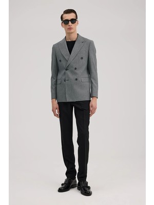 Jakamen Lacivert  Slim Fit Kruvaze Erkek Takım Elbise10