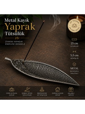 İki Yedi Konsept Metal Yaprak Kayık Tütsülük Çubuk Tütsü Yakma Standı Dekoratif Ev Ofis Hediyelik