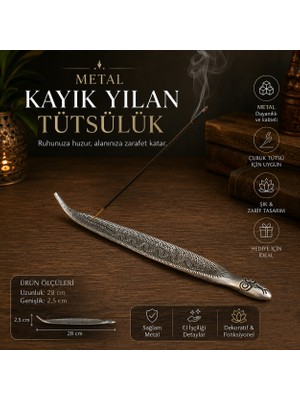 İki Yedi Konsept Metal Yılan Figürlü Kayık Tütsülük Çubuk Tütsü Yakma Standı Dekoratif Ev Ofis Hediyelik