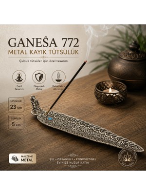 İki Yedi Konsept Ganeşa 772 Metal Kayık Tütsülük Çubuk Tütsü Yakma Standı Dekoratif Ev Ofis Hediyesi