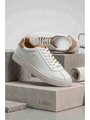 Lufian Paul Erkek Deri Sneaker - Beyaz Tabanlı, Casual Günlük Ayakkabı