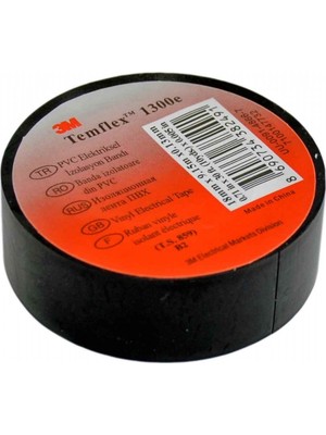 3M Temflex Siyah PVC İzole Bant 18MM x 9,15MT Kaliteli ve Esnek Yapışkanlı
