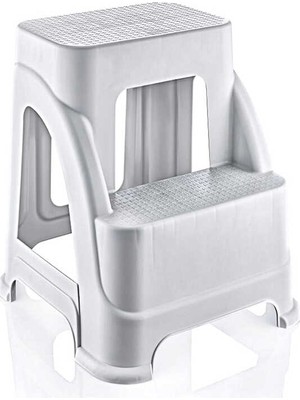Hobby Life Merdivo 2 Basamaklı Beyaz Merdiven Tabure Ergonomik Tasarım ve Plastik Malzeme