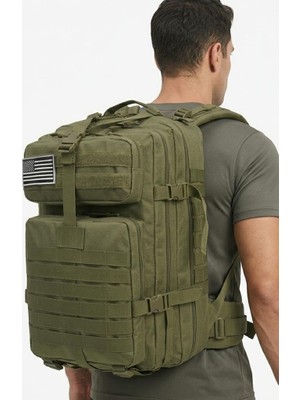 Single Sword Dağcı Çanta - 50L Taktik Sırt Çantası Su Geçirmez Askeri Outdoor Kamp - Renk: Haki