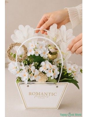 Yapay Çiçek Sitesi Yapay Çiçekli Romantic Çantalı Aranjman Model 39