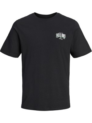 Jack & Jones Erkek Bisiklet Yaka Tişört - Aero %100 Pamuk Kısa Kol Günlük Stil Siyah