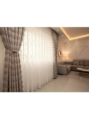 Nivemes Home Nivemeshome Efsun  Ekru  1/3 Pileli Tül Perde