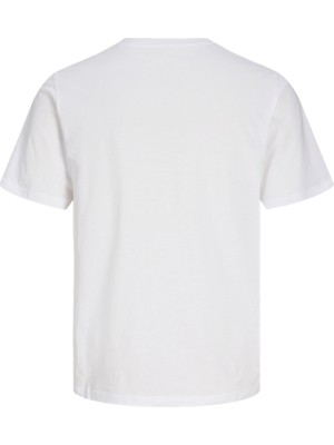 Jack & Jones Erkek Gögüs Baskılı Bisiklet Yaka Tisört Kısa Kol Basic Stil