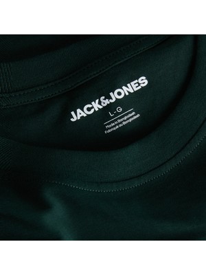 Jack & Jones Erkek Gögüs Baskılı Tişört - Munk %100 Pamuk Kısa Kol Basic Stil Yeşil